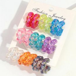 Hoop Earrings 9pair Acrylic Twist Circle Hoops For Women Korean Iridescent Transparent C-Shaped Huggies Earring Fashion Jewellery Gifts
