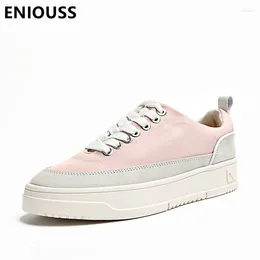 Casual Shoes ENIOUSS High Quality Spring Basic Women Flat Nubuck Leather Lace-up Ankle Outdoor Footwear Female Sneakera