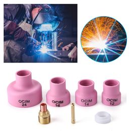 7pcs Nozzle Cups Collet Chuck Alumina Ceramic Welding Accessories Gas Lens Welding Nozzle Cups Kits for WP9/20 TIG Welding Torch