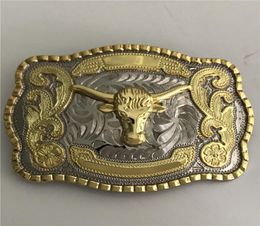 1 Pcs Cool Silver Gold Bull Western Cowboy Belt Buckle For Men Hebillas Cinturon Jeans Belt Head3125151