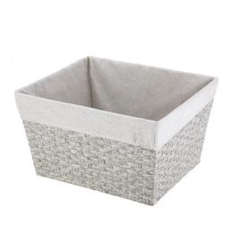 Mainstays Large Gray Paper Rope Storage Basket with Fabric Liner and Handles 240327