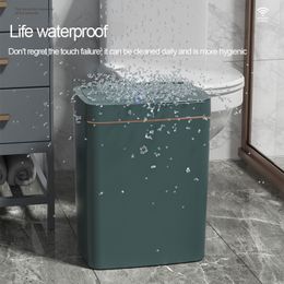 18L Smart Trash Can Wastebasket For Bathroom Living Room Square Covered NonContact Infrared Sensor Household Products