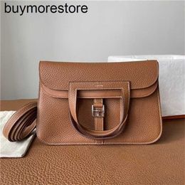 Luxury Women Crossbody Bag 7a Halzans Genuine Leather Handmade cowhide golden brownDFPQ63CA
