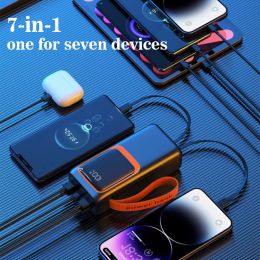 50000mAh Power Bank Large Capacity 30000mAh Powerbank Build-in Cable PD20W Fast Charger External Spare Battery For iPhone Xiaomi