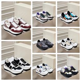 2024 new top Luxury Multi material patchwork of cowhide contrasting Colours men women thick soled lace up black blue white sports fashionable versatile casual shoes