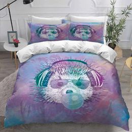 Bedding Sets Hedgehog Printed Duvet Cover Set 3D Cartoon Animal Kids Bedroom Quilt Comforter Bed Linens 2/3pcs Twin