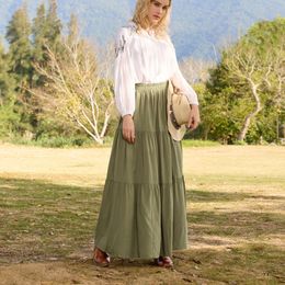 SD Women Renaissance Tiered Maxi Skirt Elastic High Waist Swing Skirt