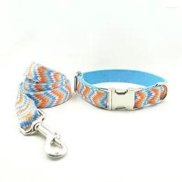 Dog Collars Personalised Soft Colour Cloth Collar And Leash Set Bohemia Style Pet Show Leads For Dogs Adjustable Buckle