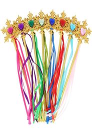 Fairy Gold snowflake ribbons wand streamers XMAS wedding party Cos Princess gem sticks magic wands confetti kids birthday favors3628786