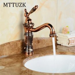 Bathroom Sink Faucets Vidric Brass Gilt And Jade Single Handle Taps Cold Water Bath Faucet Deck Mounted Mixer