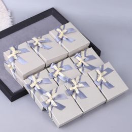 Wholesale 12pcs/lot Box 2024 new Custom Jewellery Packaging Box polychrome bow Cardboard Jewellery Box Earrings Ring Necklace Gift