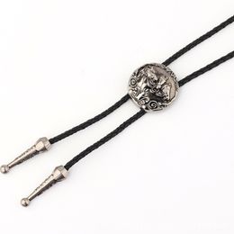 Q1FA Western Cowboy Alloy Horse Head Buckle Bolo Tie for Men Teen Shirt Sweater Decor