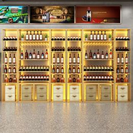 Living Room Wine Rack Gold Design Display Floor Column Storage Drink Holders Shelf Wine Cabinet Vertical Bitrina Bar Furniture