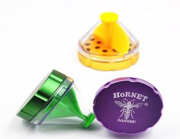Smoking 5 Colours 50mm 63mm HORNET Aluminium Alloy Metal Funnel Grinder Tobacco Herb Spice Mill Crusher Hand Muller Abrader Tools8571658