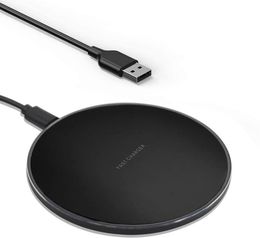 Fast Wireless Charger Charging Pad Inductive Wireless Charging Station 15 W Qi Charger with USBC Cable for iPhone Smart Cell Mob1027691