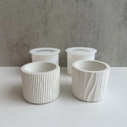 Gypsum Lined Candle Cup Silicone Mould DIY Concrete Circular Flowerpot Resin Mould