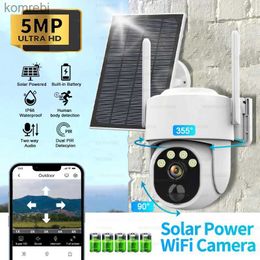 PTZ Cameras 5MP PTZ IP WiFi Camera Solar Low Power Comception Panel Built in Battery Monitoring Camera PIR Human Detection Outdoor IP66 C240412