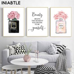 Classic Pop Perfume Wall Art Floral Water Bottle HD Oil On Canvas Posters And Printed Home Decor Living Room Bedroom Gifts