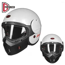 Motorcycle Helmets Retro Helmet Vintage Modular Scooter DOT Approved Open Full Face Flip Up Four Seasons Cycling