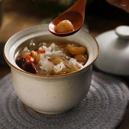 Bowls Japanese Stoare Stew Cup Retro Small Ceramic Steamed Egg Bowl Soup With Lid Complementary Bird's Nest