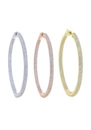 Summer Fashion Loop Earring Round Circle Micro Pave Cubic Zirconia 50mm Big Hoop Earrings Jewelry For Women Party Wedding Huggie6791873