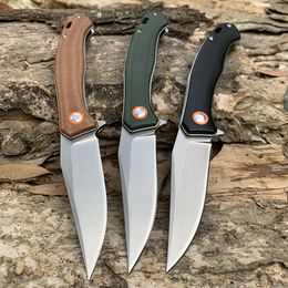 Tunafire GT958 black/green/brown High end linen Fibre handle D2 Steel camping outdoor fishing knife with ball bearing