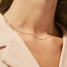 Chains 2mm Gold Colour Box Necklace Women Stainless Steel Necklaces Fashion TRENDY For Jewlery Wholesale