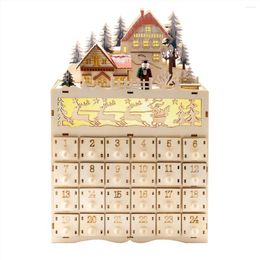 Decorative Figurines Wooden Christmas Advent Calendar Countdown To LED Holiday Decoration 24 Drawers With Light