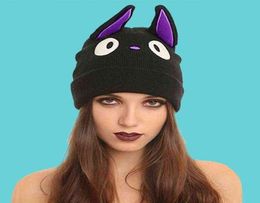 Cartoon Cute Anime Kiki039s Delivery Service Cat Jiji Black Cat Beanie Winter Warm Wool Blends Soft Warm Knitted Cap Hat2890515