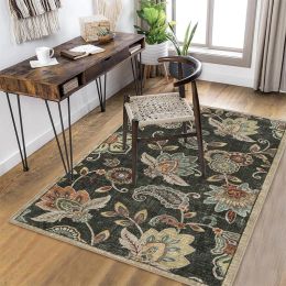 Vintage French Carpet Living Room Bedroom Retro Flower Rug Soft Shaggy Bedside Area Rugs Machine Washable Floor Mat Tapis Salons