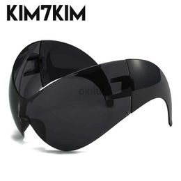 Sunglasses Y2k Oversized Sports Sunglasses Women 2000s Wrap Around Shield Goggle Men 2024 Luxury Brand Trends Punk Sun Glasses Male Oculos 240412