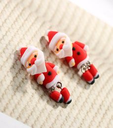 WholeHandmade Polymer Clay Lovely Christmas Santa Claus Stud Earring For Women Girl Earrings Jewellery NE8476115780
