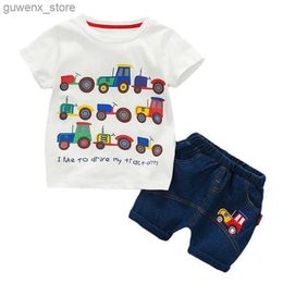 Clothing Sets New Summer Baby Girls Clothes Suit Children Boys Casual T-Shirt Shorts 2Pcs/Sets Infant Outfits Toddler Costume Kids Tracksuits Y240412