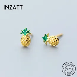 Stud Earrings SOFTPIG Tiny Cute Fruit Pineapple Shape Real 925 Sterling Silver Prevent Allergy Girl Bithday Party Fine Jewelry