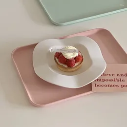 Plates 8inch Ceramic Dish Set Snack Decorative Tray Plate Wave Side Cake Oragnizer Holder