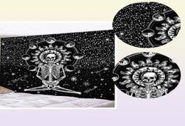 CAMMITEVER Skull Yoga Tapestry Travel Sleeping Pad Polyester Fabric Skeleton Printed Wall Hanging Tapestry 2106098799225
