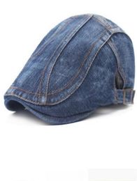 New Fashion Summer Denim Berets Cap for Men Women Washed Denim Hat Unisex Jeans Hats 6pcslot2832299