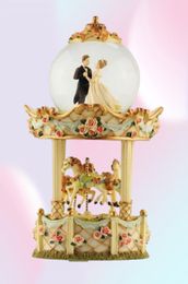 Wedding gifts groom bride crystal ball music box lantern double carousel eight tone box creative ornaments2552257