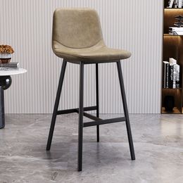 Modern Minimalist Bar Stool Manicure Kitchen Vanity Black Dining Chairs Leather High Table Sedie Sala Da Pranzo Furniture YX50BY