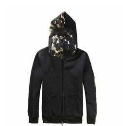 Print Fishion Hoodies Thick Fleece Inner Couple Street Camouflage Hooded Wgm Flocking Letter Zipper Front Pocket Jacket4211640