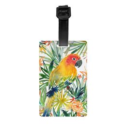 Sun Conure Parrot Bird Luggage Tag Tropical Plant Suitcase Baggage Privacy Cover ID Label