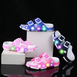 kids slides slippers beach LED lights sandals shoes buckle outdoors sneakers size 20-35 d132#