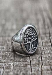 316L Stainless Steel Tree of Life Signet Ring Classic Men Fashion Viking Amulet Rings Nordic Jewelry6591026