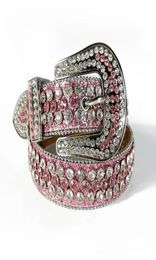 Custom Made Western Rhinestone Belt Cowgirl Bling Bling Crystal Studded Leather Belt Pin Buckle For Women3673257