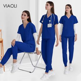 Scrub Sets Uniform Women Joggers Doctor Nurse Medical Uniforms Pharmacy Lab Short Sleeved WorkWear Wholesale Clinic Dental Scrub