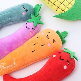 Cute Plush Vegetables Shape Pet Cat Dog Toys Funny Durable Chew Molar Toys For Pets Eggplant Chilli Fleece Toy
