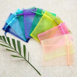 Gift Wrap 10pcs Sheer Transparent Chiffon Organza Bags Christmas Halloween Wedding Birthday Party Candy Boxes Jewellery Packaging