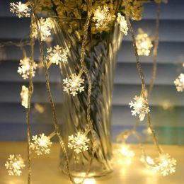 Snowflake LED String Fairy Light Garland Home Christmas Lights Wedding Decor Christmas Decor for Home Navidad Party Decoration