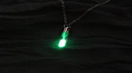 Hourglass Necklace Glass Pendant Glow In The Dark Necklace Silver Chain Luminous Jewelry Women Gifts Gem Accessories3402861