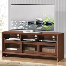 55" Modern TV Stand for TVs up to 65" with Storage, Hickory (RTA-8811-HKY)